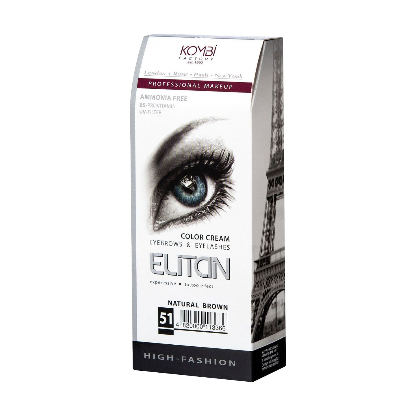 Крем-фарба для брів та вій Elitan Color Cream Eyebrows &amp; Eyelashes 51 Темно-русявий, 100 мл